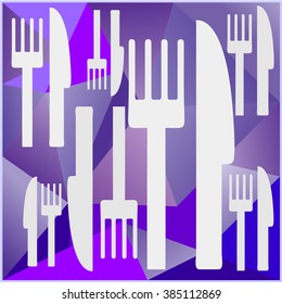 Cutlery purple. Low Poly. Purple.