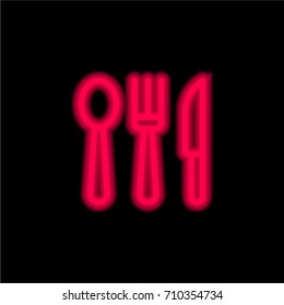 Cutlery red glowing neon ui ux icon. Glowing sign logo vector