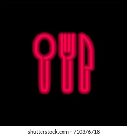 Cutlery red glowing neon ui ux icon. Glowing sign logo vector