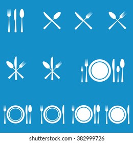 Cutlery Restaurant Icon Set . Vector illustration