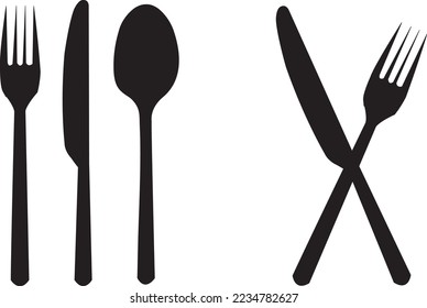 Cutlery and restaurant signs on a white background