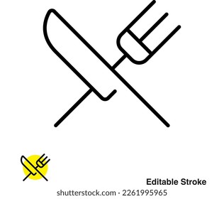 Cutlery Restaurant Vector Line Symbol
