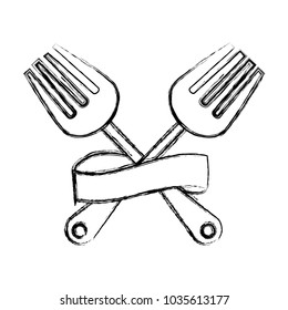 cutlery and ribbon design