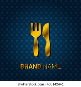 Cutlery Royal Golden & Blue Metallic Premium Corporate Logo / Icon