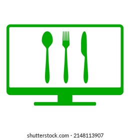 Cubertería y pantalla en blanco