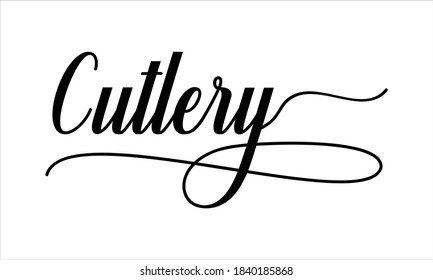 Cutlery Script Typography Cursive Calligraphy Black Stock Vector 