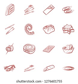 Cutlery, Seafood, Snacks and Table setting set. Background for printing, design, web. Usable as icons. Binary color.