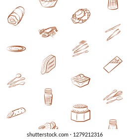 Cutlery, Seafood, Snacks and Table setting set. Background for printing, design, web. Usable as icons. Seamless. Binary color.