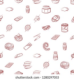 Cutlery, Seafood, Snacks and Table setting set. Background for printing, design, web. Usable as icons. Seamless. Binary color.