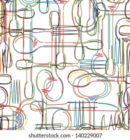 Cutlery seamless pattern, abstract art background