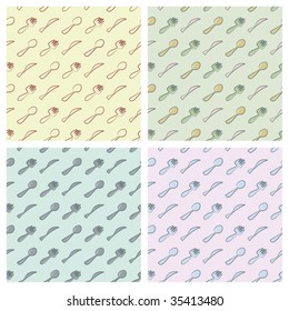 Cutlery seamless pattern in four different colour arrangements