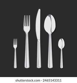 Cutlery Set of Cartoon Forks Spoons and Knife Vector