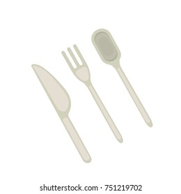 Cutlery set cartoon vector illustration isolated on white.