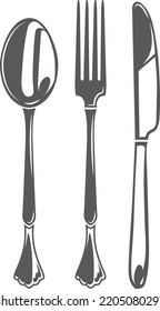 Cutlery Set. Dinner Table Tools Black Icon