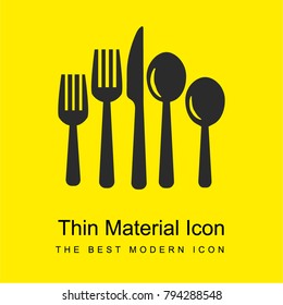 Cutlery set of eating tools bright yellow material minimal icon or logo design