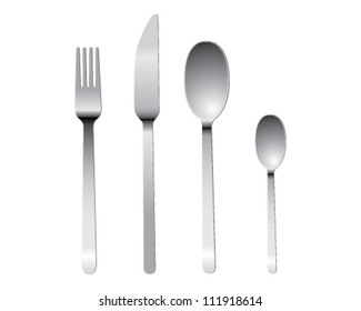 cutlery set with fork, knife and spoon