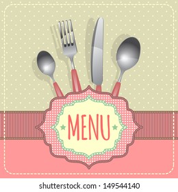 Cutlery set with Fork, Knife and Spoon. Menu