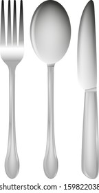 cutlery set with fork, knife and spoon