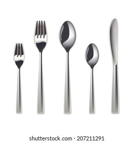 Cutlery set set with fork, knife and spoon, isolated