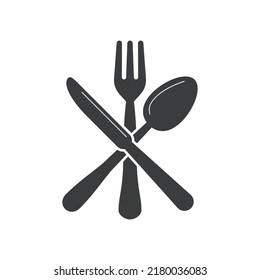 Cutlery Set, Fork, Knife and Spoon Flat Design Vector Icon	