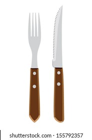 Cutlery Set - Fork And Knife For Steak Vector 