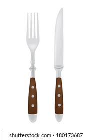 Cutlery Set - Fork And Knife For Steak Vector