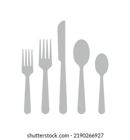 Cutlery set with fork, spoon and knife clipart vector illustration. Simple cutlery flat style vector design. Fork knife spoon set cutlery sign web icon, logo clipart. Restaurant concept symbol