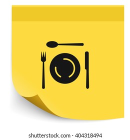 Cutlery set of fork, spoons and knife with Plates. Top view illustration.