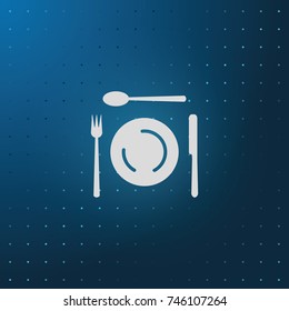 Cutlery set of fork, spoons and knife with Plates. Top view illustration.