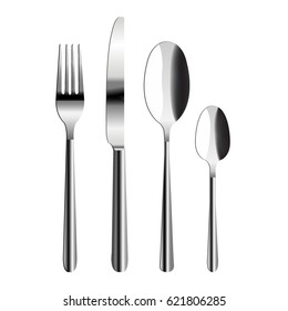 Cutlery Set Gradient Mesh, Vector Illustration