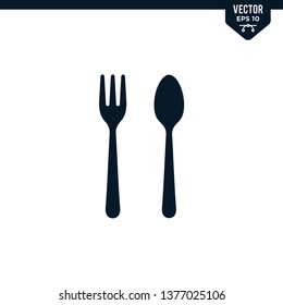 Cutlery Set icon collection in glyph style, solid color vector