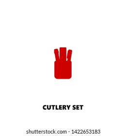 cutlery set icon. cutlery set vector design. sign design. red color
