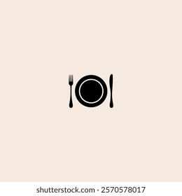 Cutlery Set knife, fork ,a plate icon flat vector design.