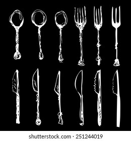 cutlery set . knife , fork, spoon. vector 2