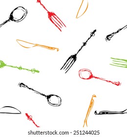 cutlery set . knife , fork, spoon. vector. seamless pattern 4