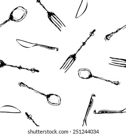 cutlery set . knife , fork, spoon. vector. seamless pattern 3