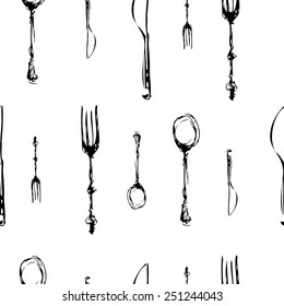 cutlery set . knife , fork, spoon. vector. seamless pattern