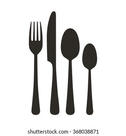 Cutlery Set, knife, fork and spoons, vector