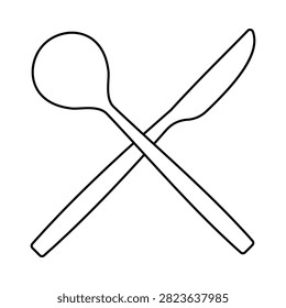 Cutlery Set Lineart style, fork and spoon representing dining essentials, ideal for catering graphics, food festivals, and restaurant materials.