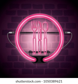 cutlery set neon label