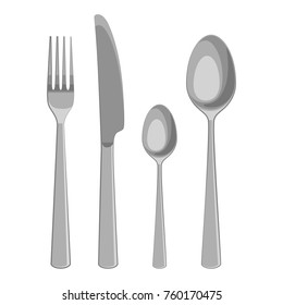 Cutlery set on white background