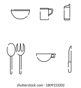 cutlery - set of Outlines Icon
