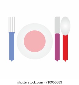 cutlery set restaurant fork plate spoon knife colorful