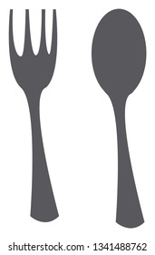 A cutlery set of spoon and fork used for eating the food vector color drawing or illustration 