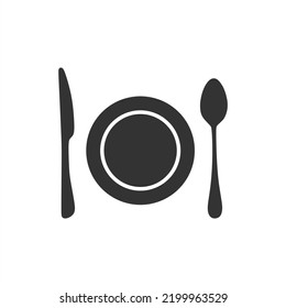 Cutlery set. Spoon, knife, plate. Realistic tableware. Kitchen utensil. Flat style. Vector illustration. EPS 10
