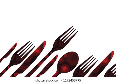Cutlery set spoons, forks and knifes,Abstract illustration vector,banner background