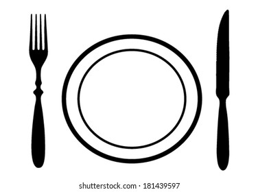 Cutlery set with steak plate