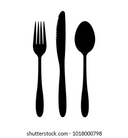 cutlery set of vector icons. fork knife and spoon simple sign