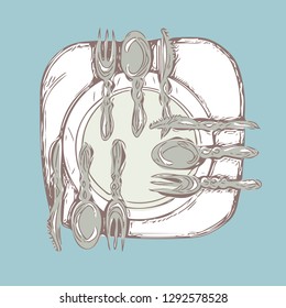 Cutlery Set. Vector Illustration of Dishware.