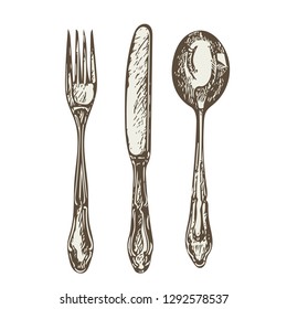 Cutlery Set. Vector Illustration of Dishware.